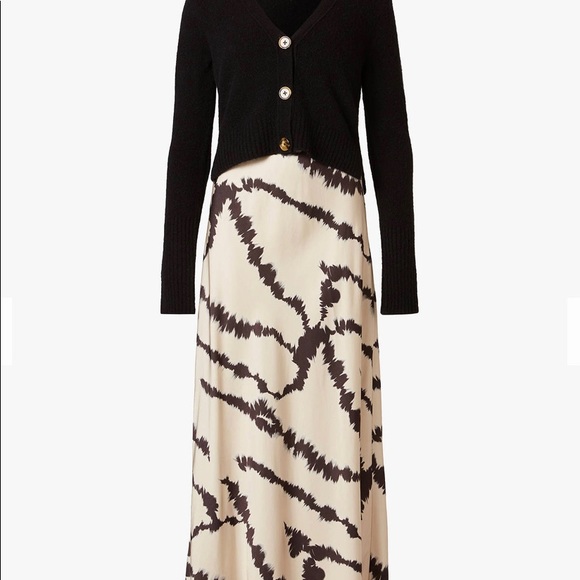 AllSaints Cream and Black Maxi Dress with Abstract Print and Cardigan - Picture 5 of 6